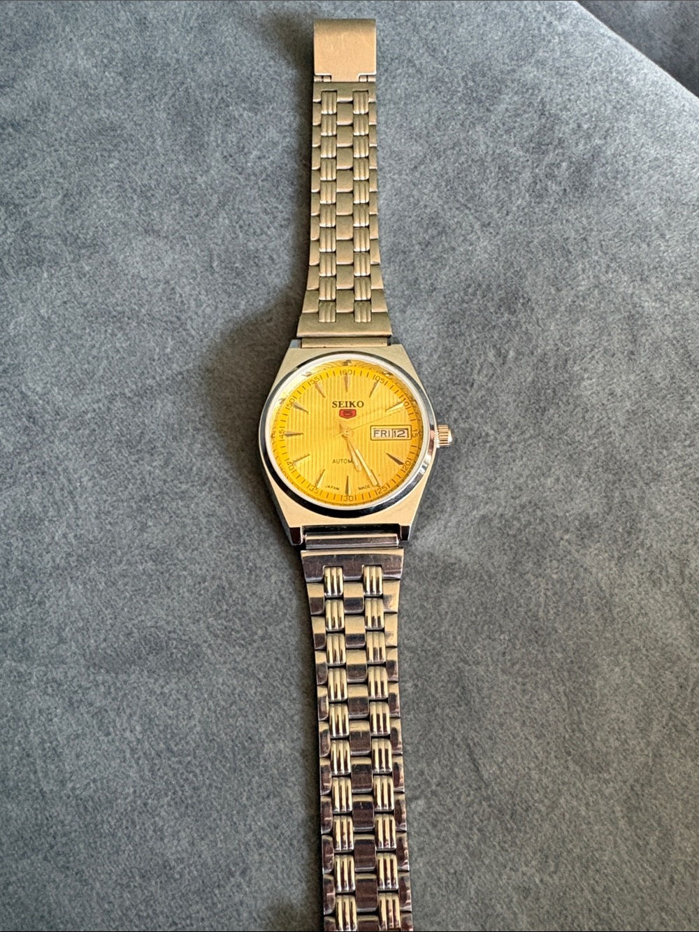 Seiko Gold-Tone Watch with Yellow Dial and silver Bracelet